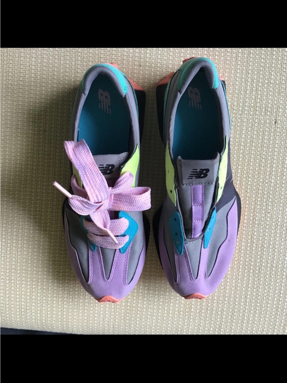New Balance 327 Miami Nights Multicolor Athletic Sneakers - Purple/Teal/Green